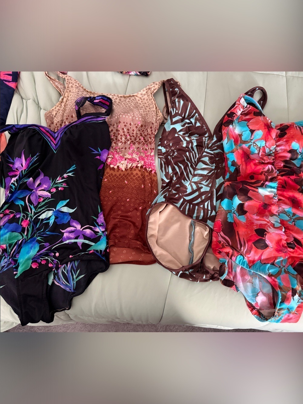 #0044 - Mixed Floral One-Piece Swimsuit Lot - Bright Floral & Tropical Prints